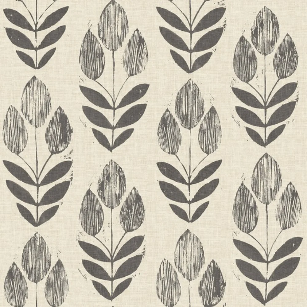Wallpaper Scandinavian Tulip Farmhouse Black